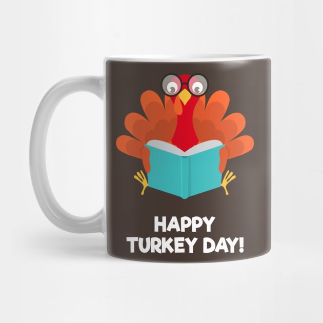 Happy Turkey Day With Turkey Reading a Book by Dendisme_Art